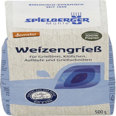 Organic Wheat Semolina, Demeter, 2 x 500 g