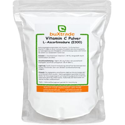 Buxtrade 10 kg Vitamin C Powder, Ascorbic Acid E300, Food-Grade Quality