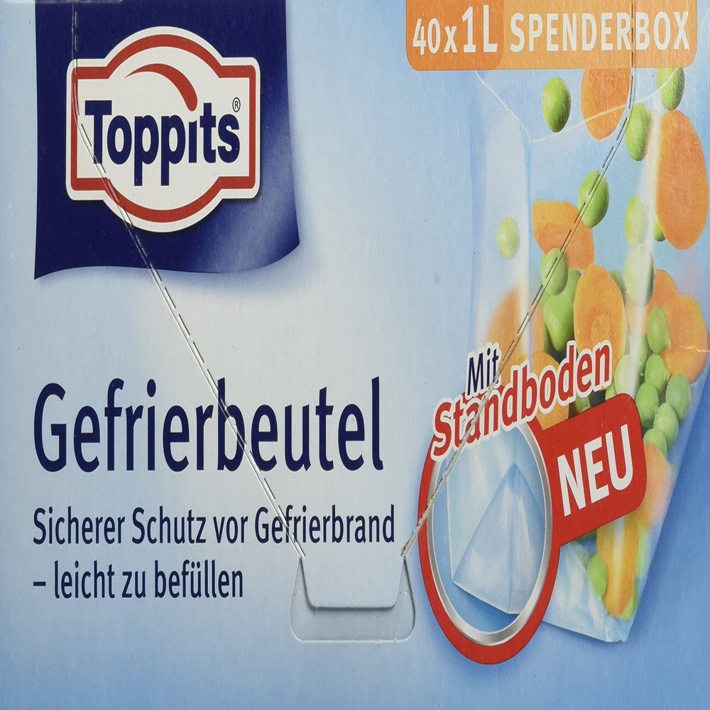 Toppits Clear Freezer Bags, 1 Liter, Stand-Up Base, Pack of 10 (10 x 40 Count)