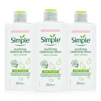 Multibuy Simple Cleansing Lotion for Skin, 200 ml, 3-Pack