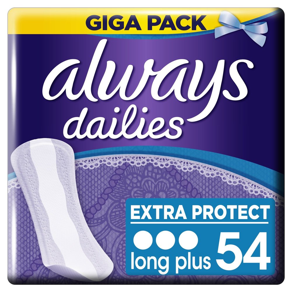 Always Long Plus Panty Liners Mega Pack, Pack of 4 (4 x 54 ct.)