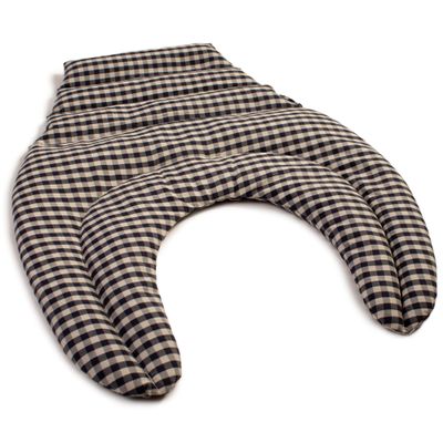 Neck Crescent Pillow with Back Section – Blue-White Organic Cotton