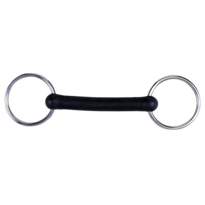 Korsteel Flexi Rubber Mullen Mouth Loose Ring Snaffle Bit, 6-Inch, Silver