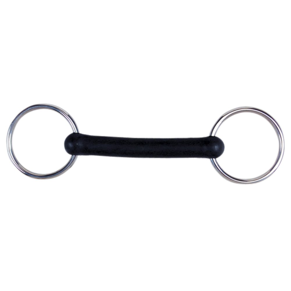 Korsteel Flexi Rubber Mullen Mouth Loose Ring Snaffle Bit, 6-Inch, Silver