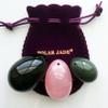 Yoni Egg Set of 3 Gemstones: Nephrite, Rose Quartz & Black Obsidian, L/M/S, Pre-Drilled, Certified, with Instructions view 2