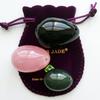 Yoni Egg Set of 3 Gemstones: Nephrite, Rose Quartz & Black Obsidian, L/M/S, Pre-Drilled, Certified, with Instructions view 3