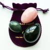 Yoni Egg Set of 3 Gemstones: Nephrite, Rose Quartz & Black Obsidian, L/M/S, Pre-Drilled, Certified, with Instructions view 4