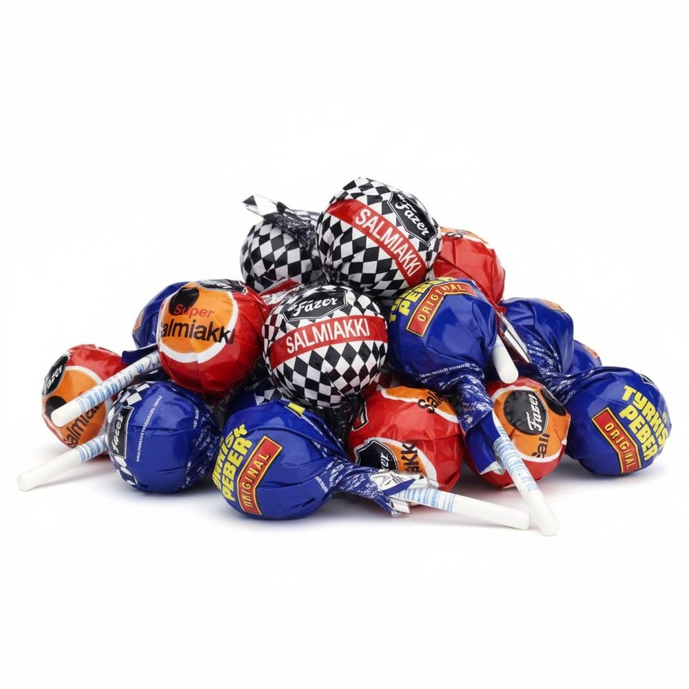 Salmiakki Lollipops and Licorice Mix, 15 x 9 g