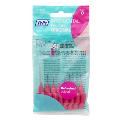 TePe Original Interdental Brushes, Pink, 0.4 mm/ISO 0, 8 Count