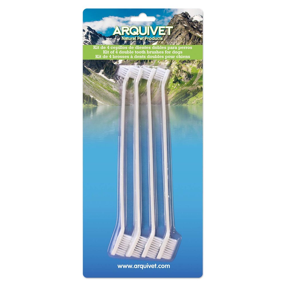 ARQUIVET Dog Dental Care Set with 4 Double Brushes