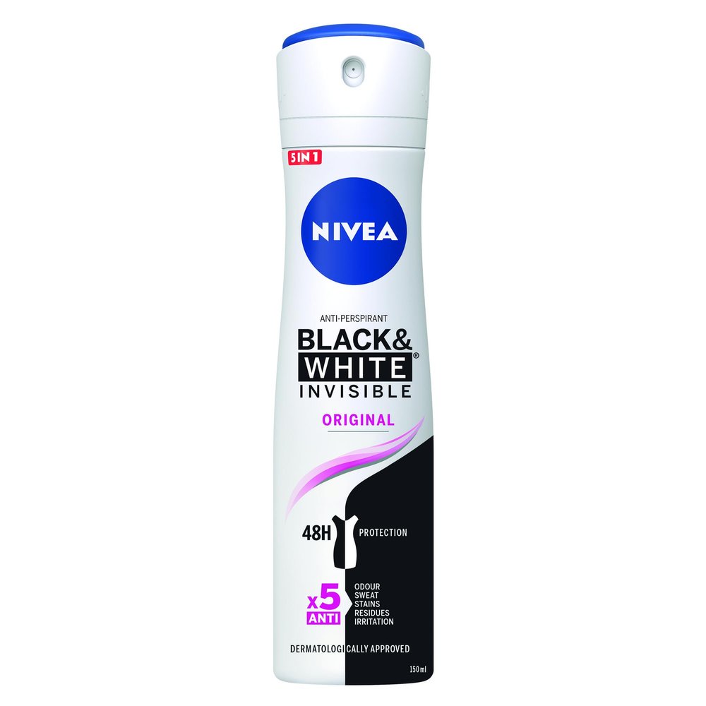 NIVEA Invisible Black & White Clear Deodorant Spray for Women, 150 ml
