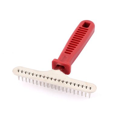 Sourcing Map Plastic Handle Pet Dog Grooming Rake Brush, Red