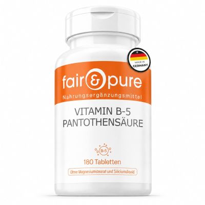 Fair & Pure Vitamin B5 200 mg, 180 Tablets, Vegan, Made in Germany