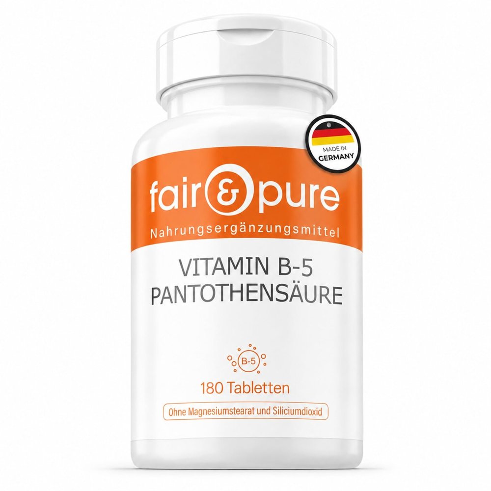 Fair & Pure Vitamin B5 200 mg, 180 Tablets, Vegan, Made in Germany