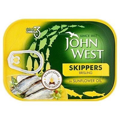 John West Skipper Wood-Smoked Brisling in Sunflower Oil, 106 g (Pack of 2)