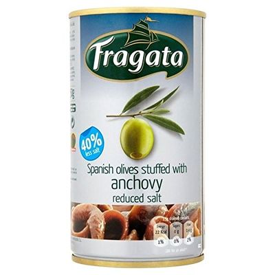 Fragata Reduced-Salt Anchovy-Stuffed Manzanilla Olives, 350 g, Pack of 2