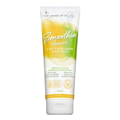 Les Secrets de Loly Ananas Smoothie Leave-In Moisturizing Milk, Ultra-Nourishing, for Frizzy & Afro Hair, Anti-Frizz, 97% Natural Ingredients, 250 mL