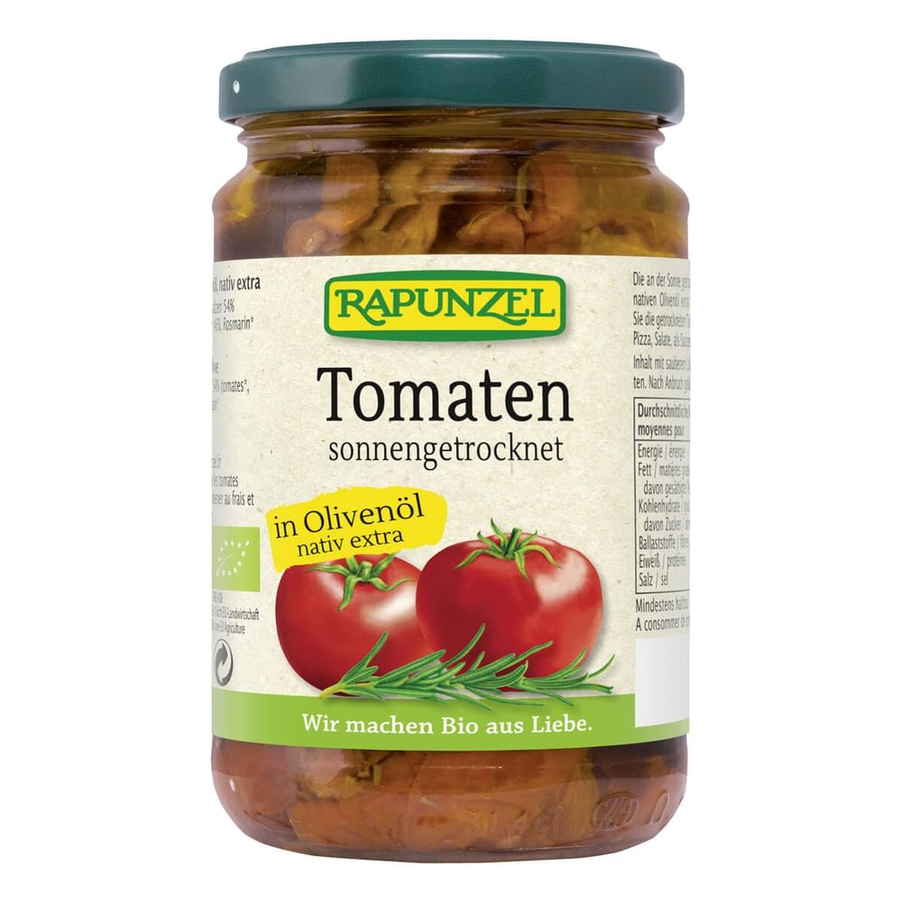 Rapunzel Organic Sun-Dried Tomatoes in Olive Oil, Mildly Spiced (2 x 275 g)