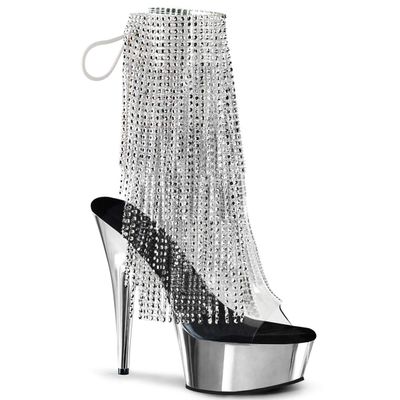 Pleaser Women's DEL1017RSF/C-S/SCH Boots, Clear/Silver, EU 40