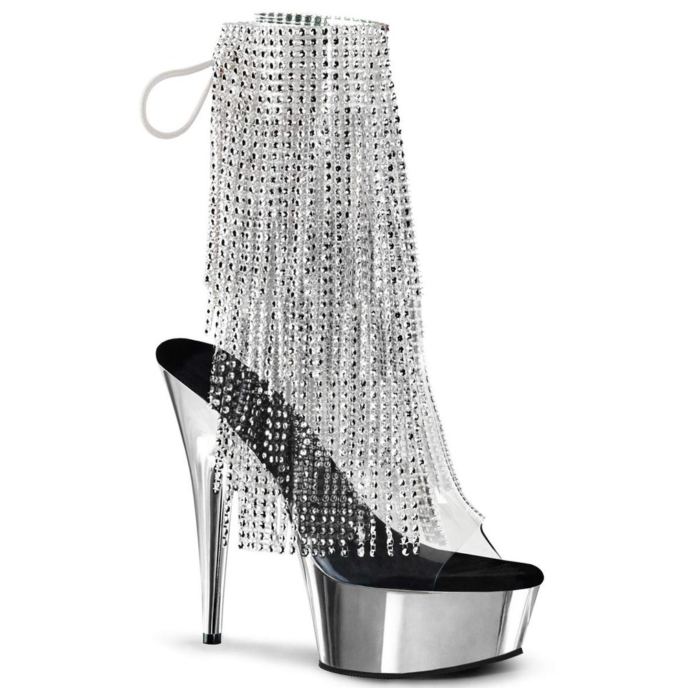 Pleaser Women's DEL1017RSF/C-S/SCH Boots, Clear/Silver, EU 40