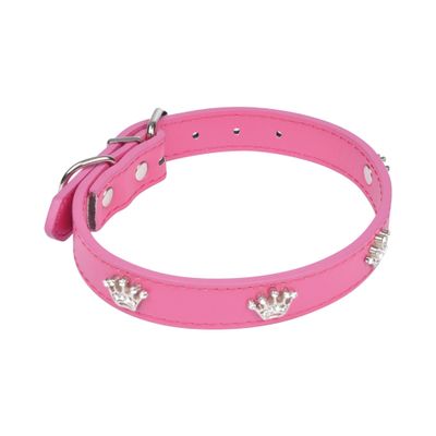 AMI CONFORT Dog Collar with Crown Design, Faux Leather, 45 x 2 cm