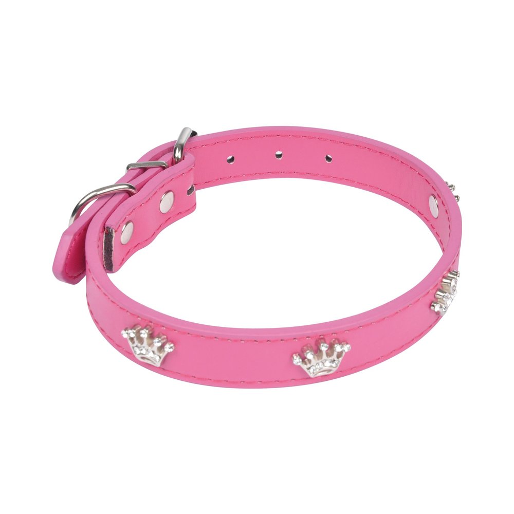 AMI CONFORT Dog Collar with Crown Design, Faux Leather, 45 x 2 cm