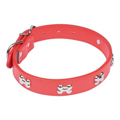 Love Story Ami Comfort Dog Collar, Bone Design, Faux Leather, 55 x 2.5 cm