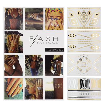 Original FLASH TATTOOS – Popular Gold Tattoos of the Stars from the USA – Temporary Tattoos (Dakota)