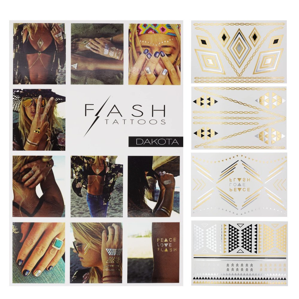 Original FLASH TATTOOS – Popular Gold Tattoos of the Stars from the USA – Temporary Tattoos (Dakota)