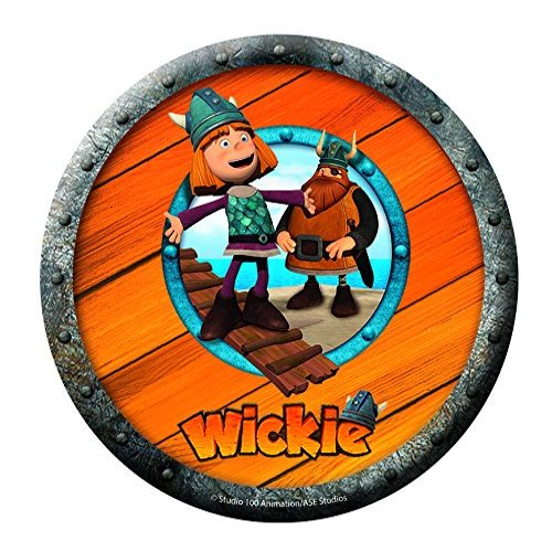 Round Wickie and the Strong Men Edible Cake Topper, Photo, Approx. 20 cm, New