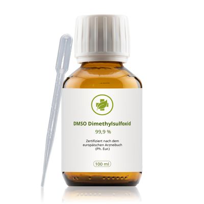 vitalundfitmit100 DMSO Dimethyl Sulfoxide 99.99% Ph. Eur., 100 ml Amber Glass with Pipette