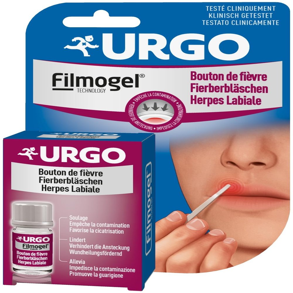 Urgo Filmogel Cold Sore Treatment, Invisible Protective Film, 6+, 3 mL