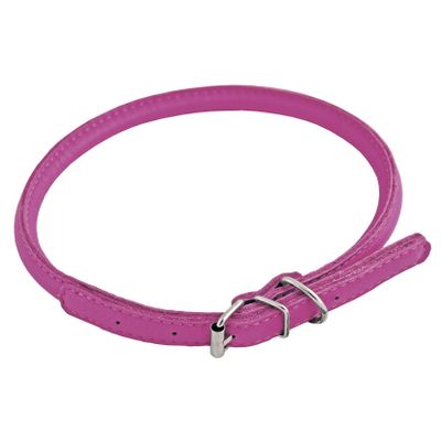 CHAPUIS SELLERIE SLA699 Adjustable Round Glamour Collar for Dogs and Cats - Pink Leather