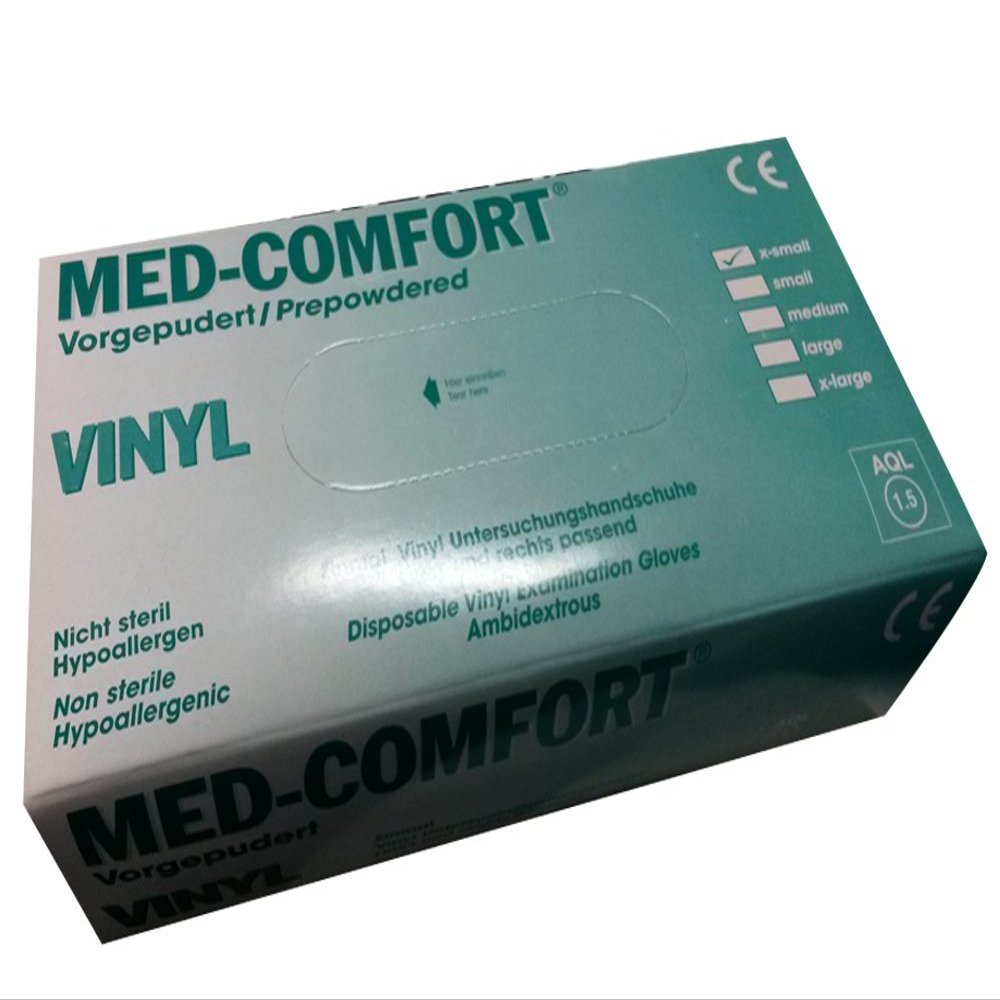 MED-COMFORT VINYL Disposable Gloves, Powdered (XS)