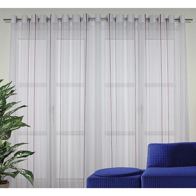 Georg Chr. Wirth Franziska Ready-Made Sheer Curtain with Metal Grommets and Weighted Tape Hem, Terra, 145 x 140 cm