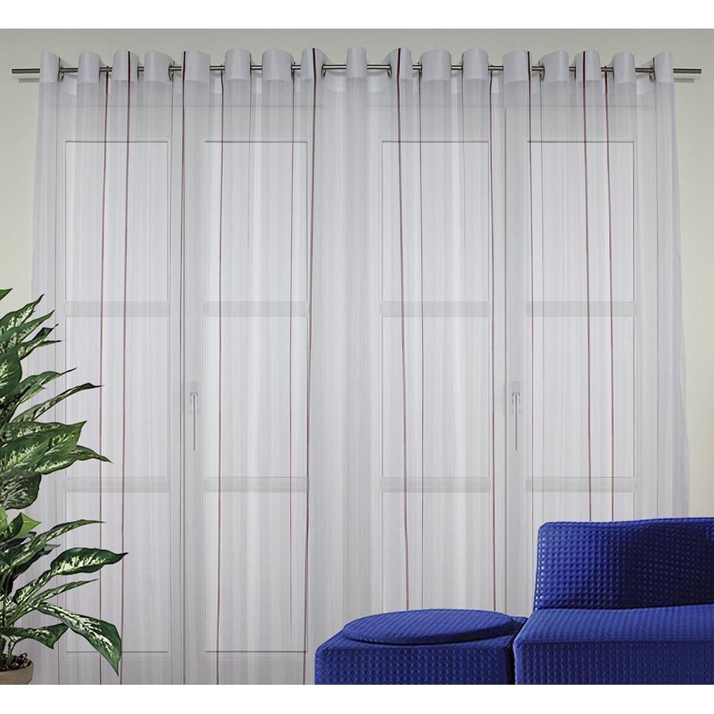 Georg Chr. Wirth Franziska Ready-Made Sheer Curtain with Metal Grommets and Weighted Tape Hem, Terra, 145 x 140 cm