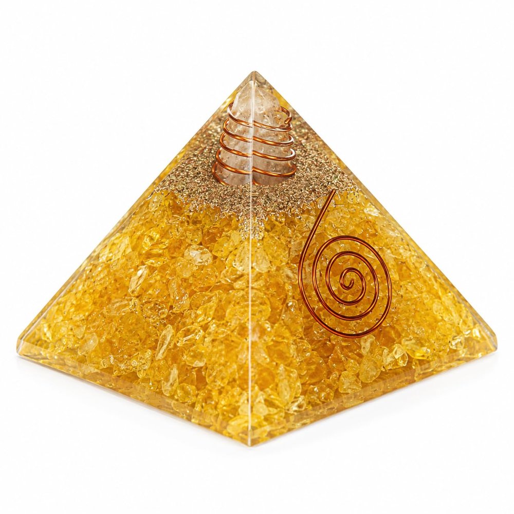 JET International Citrine Orgone Pyramid Crystal