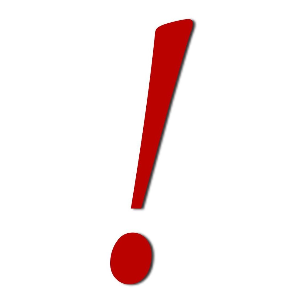Dark Blue/Red Acrylic Numbers and Symbols – 15 cm, Red Exclamation Mark