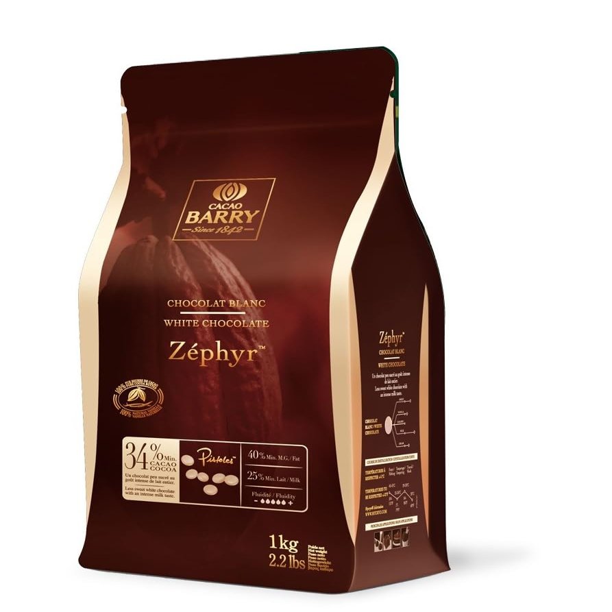 Zphyr White Chocolate Callets, 34% Cocoa, 1 kg