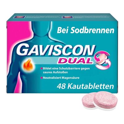 Gaviscon Dual 250 mg / 106.5 mg / 187.5 mg Chewable Tablets, 48 Tablets