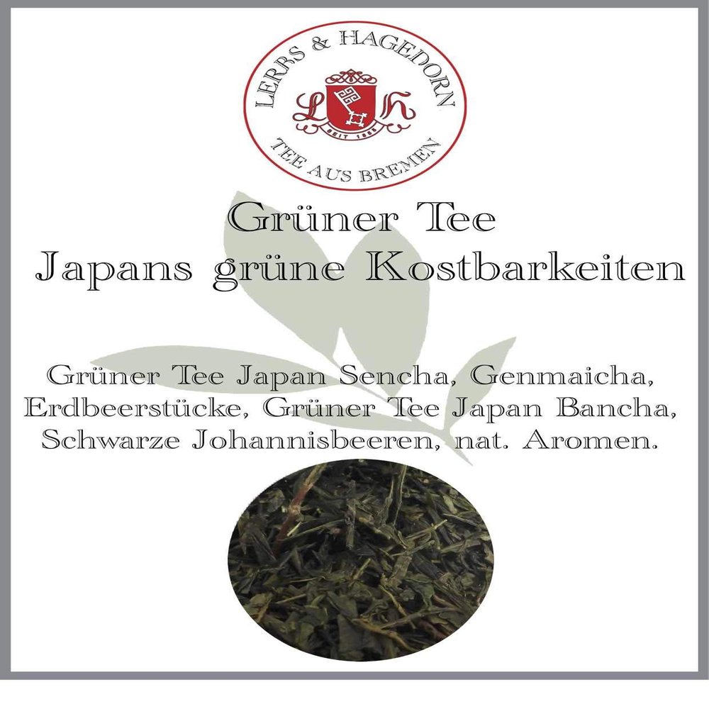 Lerbs & Hagedorn, Japan's Green Treasures | 1.5 kg (approx. 122 liters) Sencha, Genmaicha, strawberry pieces, Bancha, blackcurrants