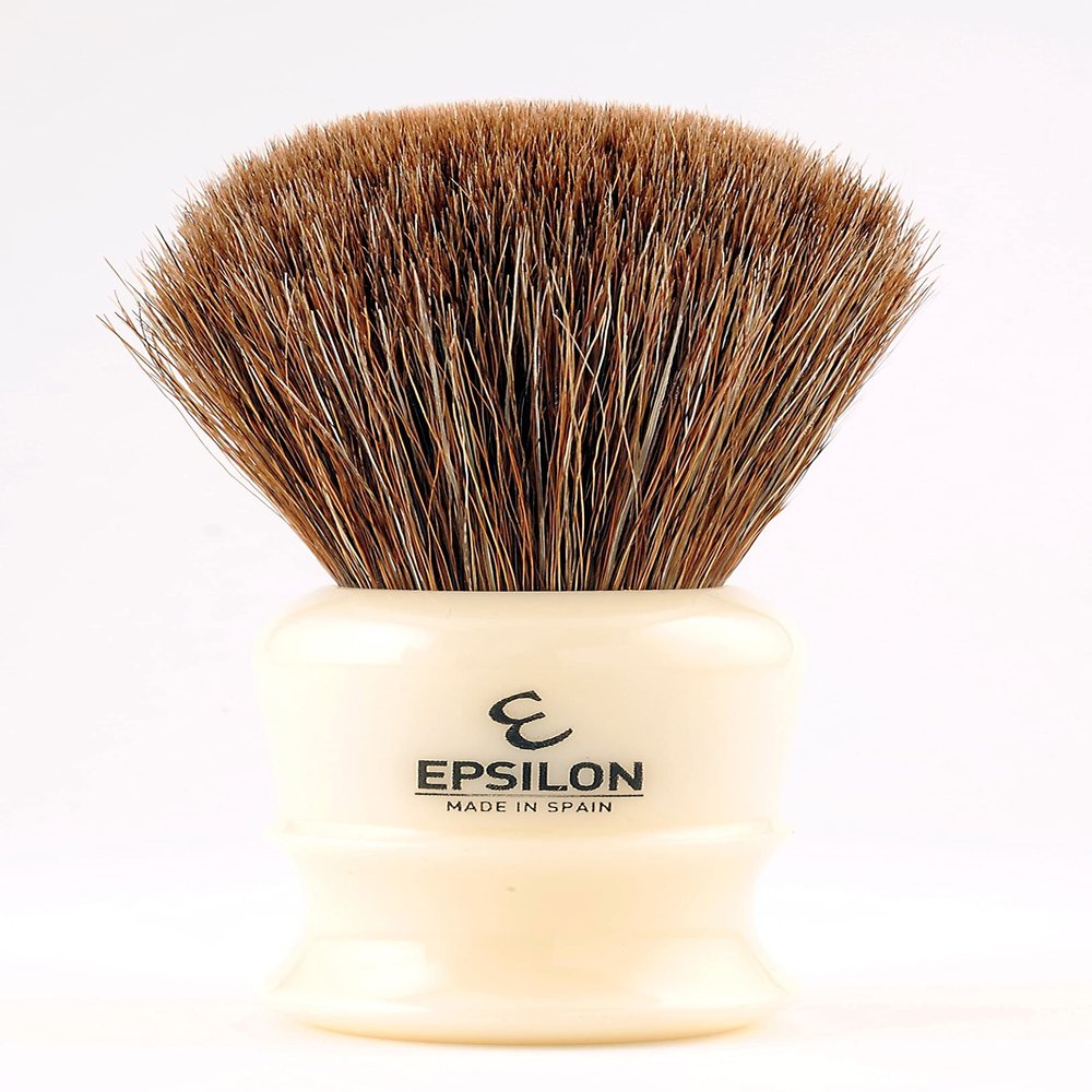 Epsilon Horse Hair Shaving Brush, Brown/Ivory, 26 mm, Standard, Unique