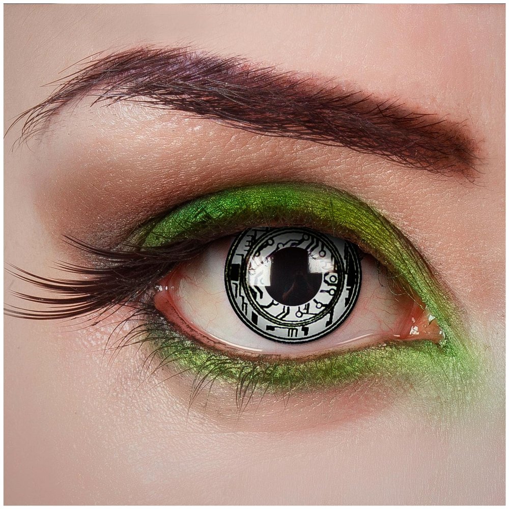 aricona White and Black Steampunk Patterned Contact Lenses