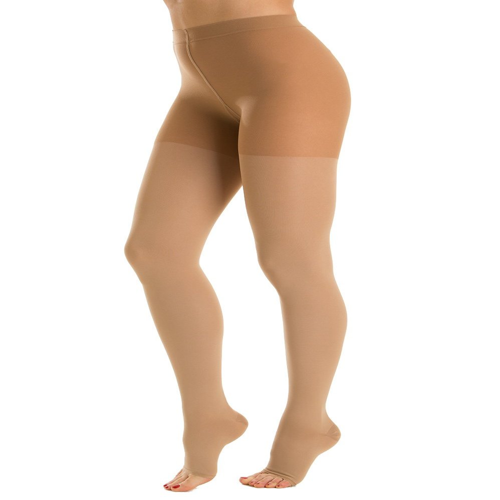 Relaxsan M2080A Beige, Size 2 Cotton Medical Compression Stockings, Class 2, Open Toe