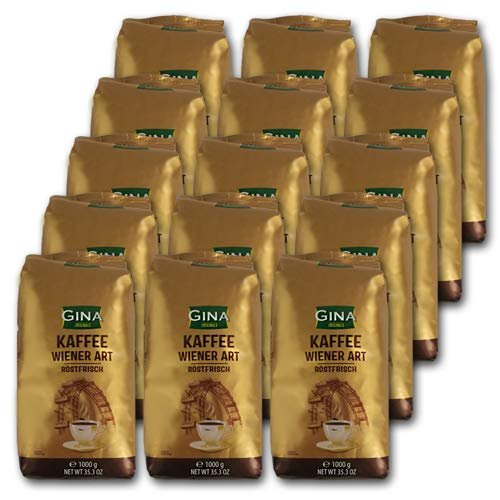 Gina Originale Viennese-Style Freshly Roasted Coffee Beans, 15 x 1 kg