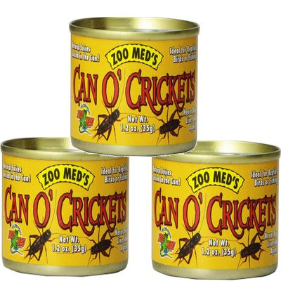 Zoo Med Can O' Crickets Mini-Size Reptile, Fish & Bird Food, 1.2 oz, 3-Pack