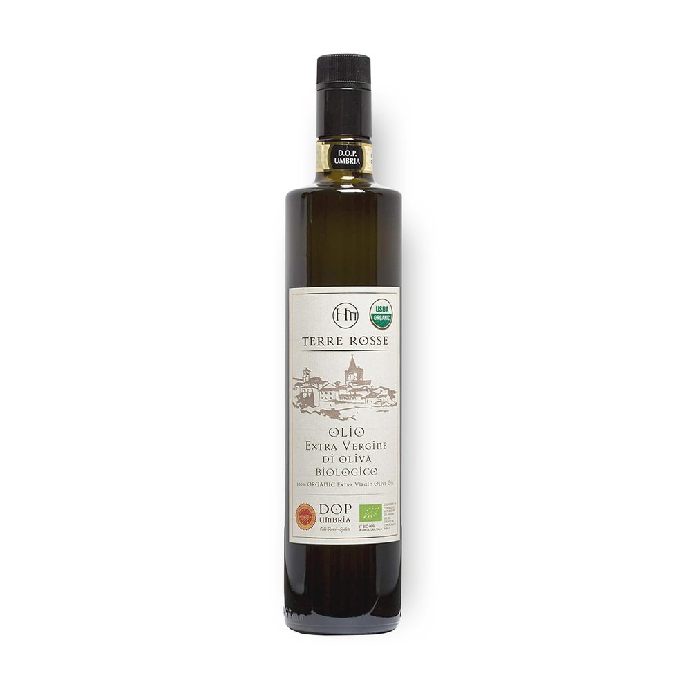 Terre Rosse – Italian Organic Extra Virgin Olive Oil, Extra Cold-Pressed – Moraiolo Monocultivar – DOP Umbria Colli Assisi Spoleto and Kosher/P Certifications – 2024 Olive Harvest – 1 x 750 mL Bottle