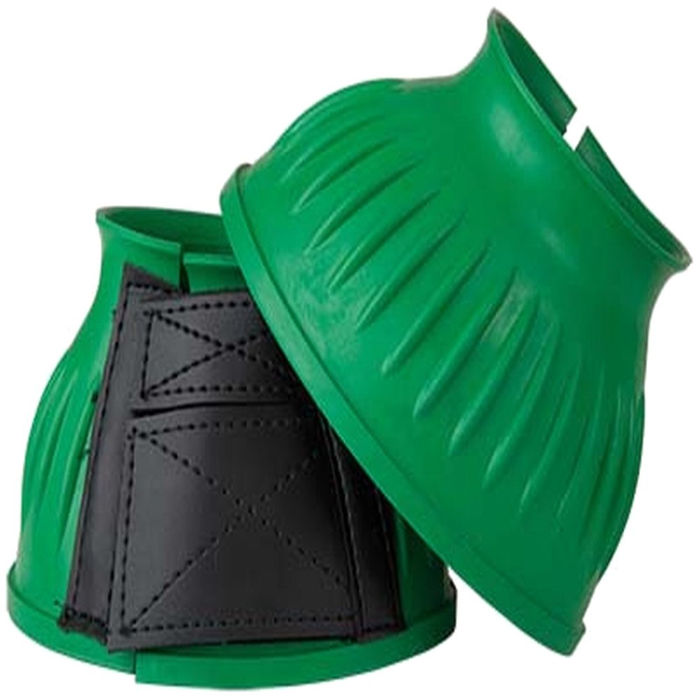 TdeT Horse Bell Boots with Hook-and-Loop Closure, Rubber, Green, XL