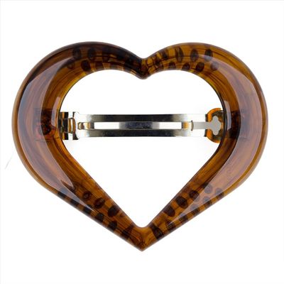 1-Pc. Open Heart Hair Clip, Approx. 9 x 7 cm, Havana Brown - Made in Germany - WeLoveBeads