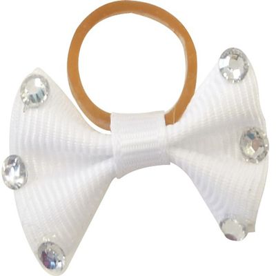 Equi-Theme/Equit'M Braided Bows with Clear Rhinestones, Unisex, 306802, Crystal White